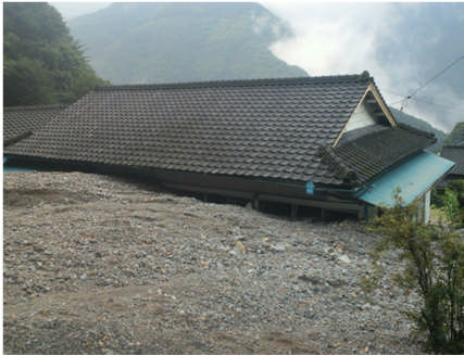 Caso concreto de eficácia - Aldeia de Itsuki, Kuma-gun, Kumamoto Fortes Chuvas do Norte de Kyushu 07/12 Condições do fluxo de detritos Observatório Provincial Itsuki Recomendação de