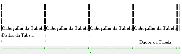Figura 33 Cabeçalho com quebras de linha Neste exemplo temos um cabeçalho com mais linhas e uma divisão a mais do que o caso mostrado como exemplo anteriormente.