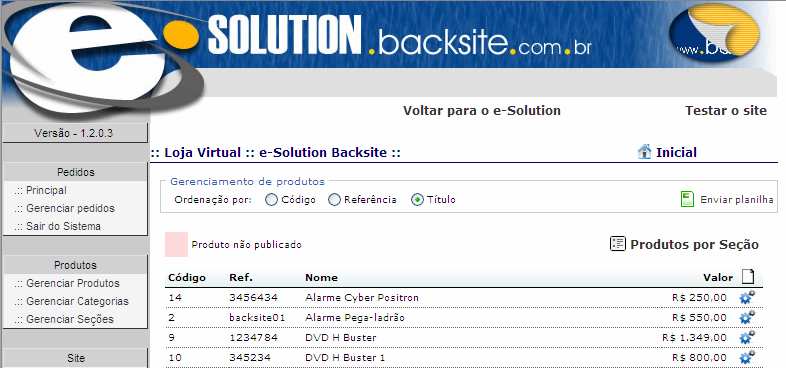 Agora que você criou as seções e as categorias, vamos criar e gerenciar os produtos.