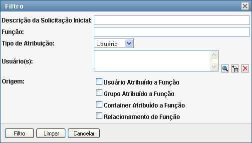 Se você estiver no modo de gerenciamento, as atribuições de funções mostradas serão aquelas para as quais o usuário, grupo ou container selecionado é o recebedor.