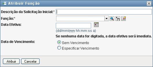 que descreva o motivo da solicitação no campo Descrição da Solicitação Inicial. 2b No Seletor de Objetos, digite a string de pesquisa e clique em Pesquisar. Selecione a função que deseja atribuir.