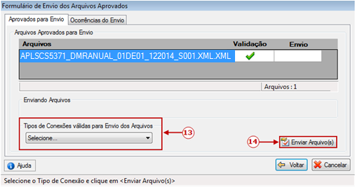 Figura 08 09). Após acionar a opção Enviar, o sistema apresenta tela para envio de arquivo. (Figura P7.