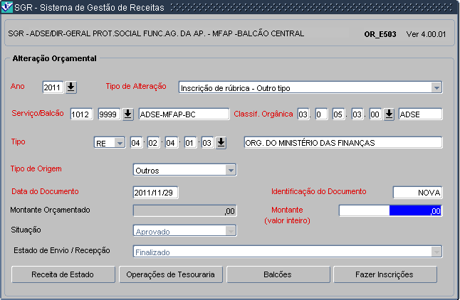 24 estado Aprovado e no campo Estado de Envio / Receção o estado Finalizado, pelo que o serviço pode utilizar de imediato essa(s) rubrica(s) num DUC (Liquidação).