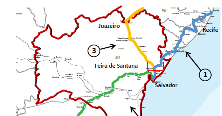 AÇÕES FERROVIÁRIAS Transnordestina: (1) Término da revitalização com recuperação de dormentes, lastro, aplicação de novos trilhos para bitola mista nos trechos Missão Velha Salgueiro, Missão Velha