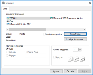 Você verá a janela do aplicativo de impressão, como esta: 2.