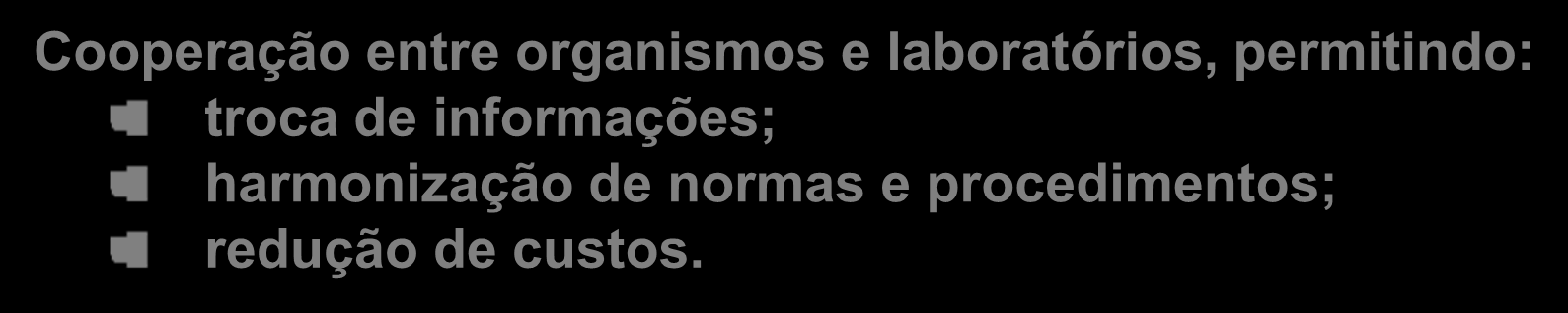 Exemplos de vantagens Aceitação dos resultados gerados pelo laboratório por outros organismos com os quais existam acordos estabelecidos de reconhecimento mútuo.