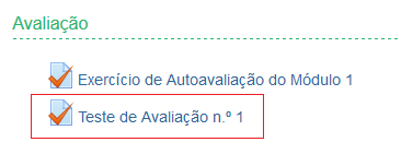 Figura 9 - Descarregar ou visualizar conteúdos. 2.2 Responder a testes Para responder a um teste, clique sobre o nome do mesmo: Figura 10 - Responder a um teste: passo 1.