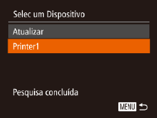 Conecte a impressora à rede. No menu de configurações de Wi-Fi da impressora, escolha o SSID (nome da rede) exibido na câmera para estabelecer uma conexão. Escolha a impressora.