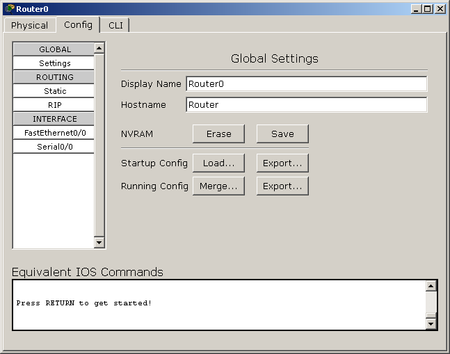 Pode-se fazer as configurações básicas através da aba Config