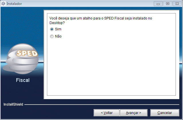Informe se deseja criar um atalho do validador do SPED Fiscal na área de trabalho.