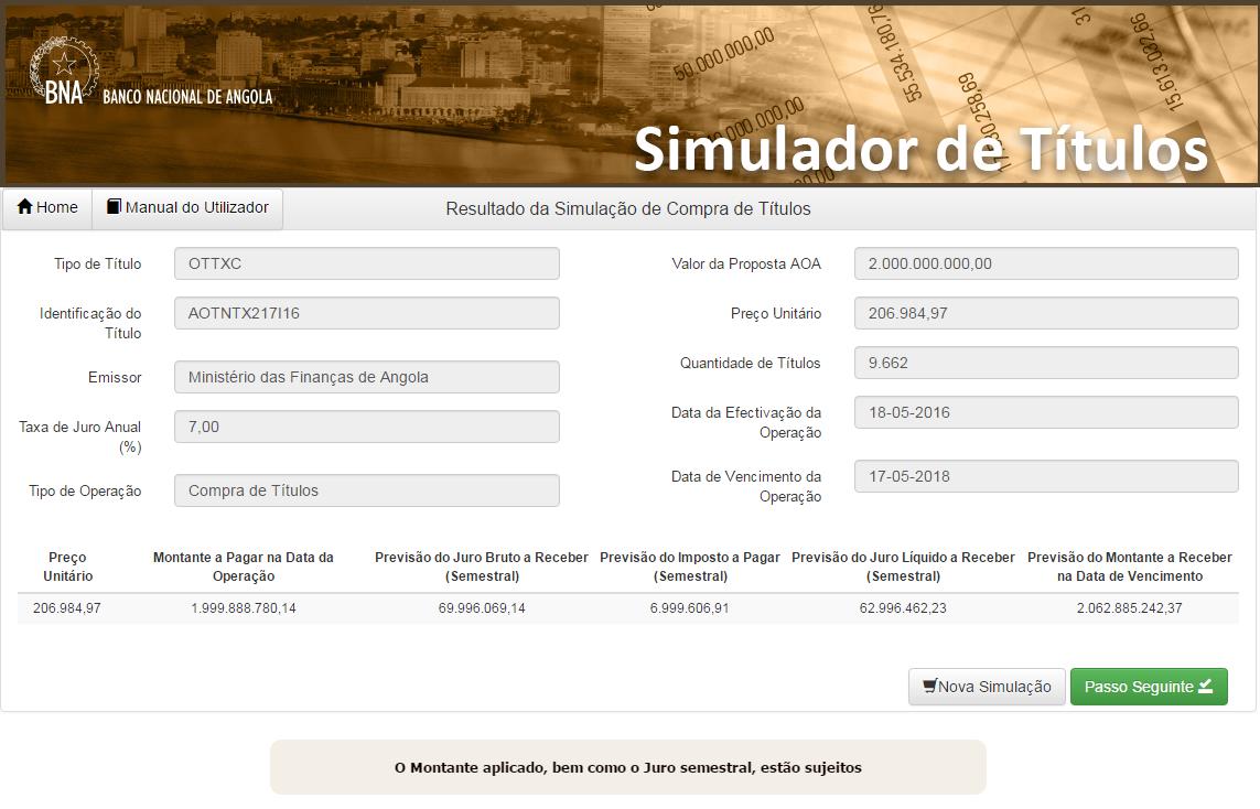 Títulos OT Figura 3 Resultado da simulação OT 2.2. Descrição dos campos OT Tipo de Título: Campo que mostra o título escolhido anteriormente.