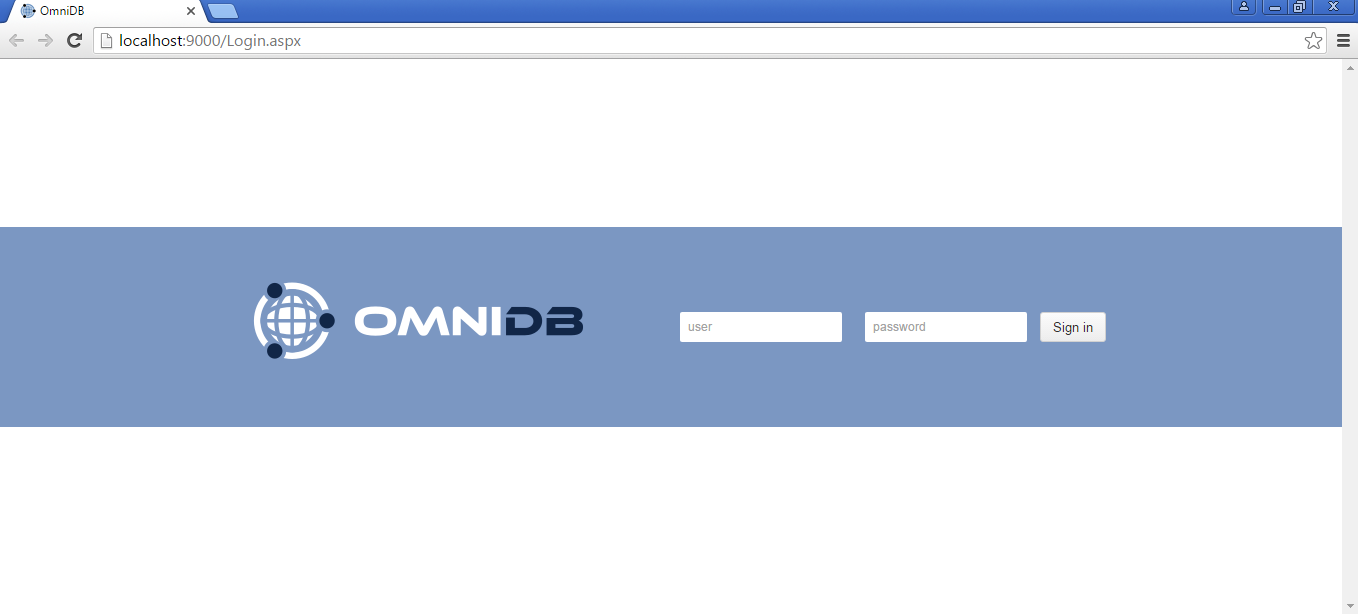 2. Instalação 6 2.3. Abrindo OmniDB no navegador Agora que o servidor web (XSP ou Cassini) está rodando, você pode acessar o aplicativo web OmniDB no navegador de sua preferência.