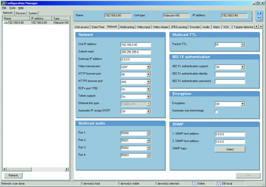 VideoJet X10/X20/X40 Configuração pt 10 5 Configuração 5.1 Configurar o endereço IP Instale o programa Configuration Manager a partir do CD- ROM fornecido.