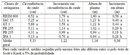 tendência de crescimento, estes clones podem confirmar sua superioridade no crescimento, mostrandose mais adaptados às condições locais.