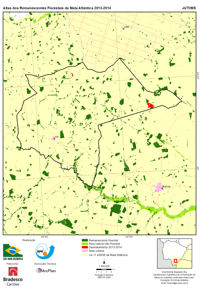 Mapas por Município Mato Grosso do Sul 278ha de desmatamento 2013/2014 Mais