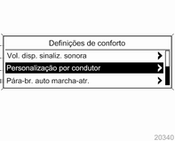 144 Instrumentos, elementos de manuseamento Condução desportiva: Apoio de direcção reduzido. Activar/desactivar config. luzes: Altera a cor de iluminação do painel de instrumentos.