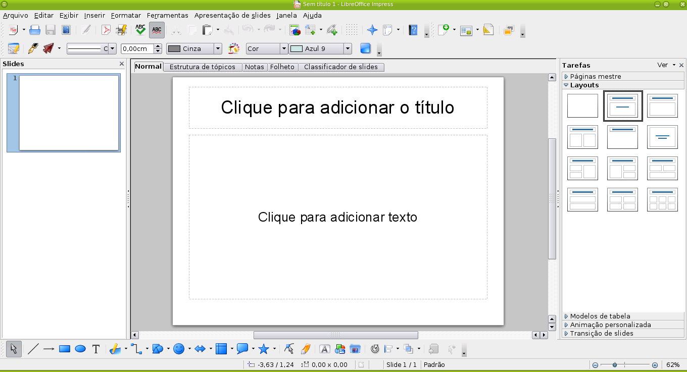 Superintendência Regional de Ensino de Ubá - MG Núcleo de Tecnologia Educacional NTE/Ubá LibreOffice Impress Editor de Apresentação Iniciando o Impress no Linux Educacional 4 1.