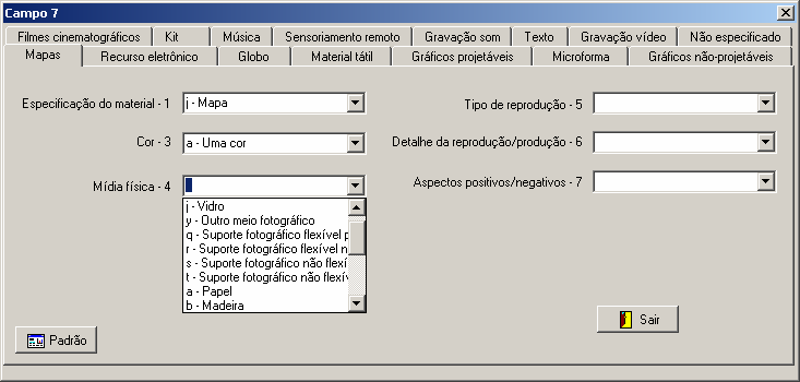 Manual PER-MAN-007 Campo Fixo 7 16 CAMPO FIXO 7 Este campo contém informações especiais sobre as características físicas de um item, de forma codificada. A informação pode representar o item completo.