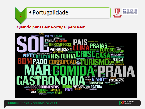 3.1. Resultados do estudo sobre a Portugalidade Em 2014, o Programa PORTUGAL SOU EU encomendou um estudo acerca dos hábitos dos portugueses que foi realizado pelo CEGE- ISEG - de setembro /