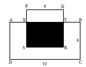 8 - Na figura ao lado, ABCD é um retângulo e PQRS é um quadrado. A área da região escura é a metade da área do retângulo ABCD. Qual é o valor de PX?