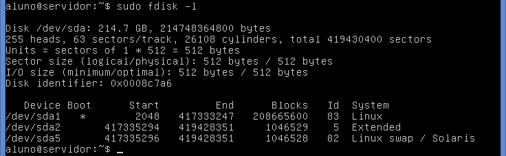 Particionamento fdisk Ferramenta de Particionamento: fdisk -l exibe as partições de um