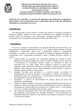 NORMAS EM PAVIMENTAÇÃO PMSP(2003) ETS - 001/2003 Camadas de reforço do