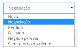 O corretor que perdeu o prazo de atendimento receberá em sua tela a seguinte mensagem: Os possíveis status do orçamento são os seguintes: NOVO: Todas as solicitações de contato são registradas com o