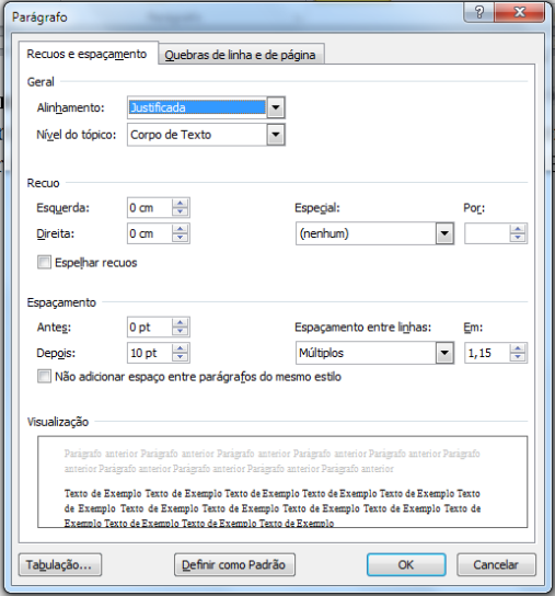 16 1 2 3 1. Na opção Geral encontramos: Alinhamento: apresenta o tipo de alinhamento que está sendo aplicado no determinado parágrafo que está selecionado. 2. Na opção Recuo encontramos: Recuos- utilizados para definir o local do texto.