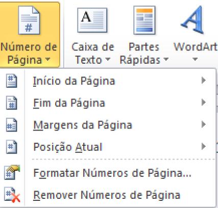 18 Observação: Caso você queira excluir cabeçalho ou rodapé e começar tudo de novo, basta clicar na seta junto a estas opções, na guia Inserir, e selecionar Remover.