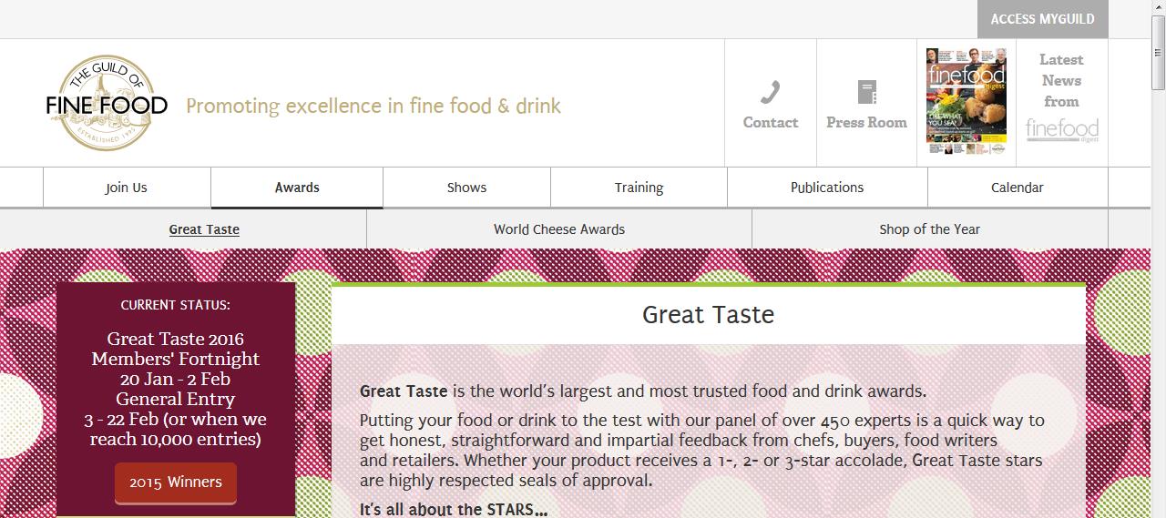 GREAT TASTE 2016 INSTRUÇÕES ONLINE PARA AS SUAS INSCRIÇÕES - Vá para www.gff.co.