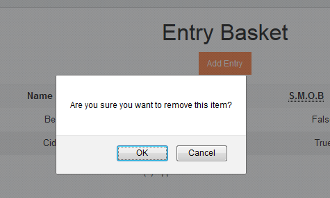 - Quando tiver preenchido a inscrição de um produto, clique em Add Entry [Adicionar Inscrição] para adicioná-la ao seu Entry Basket [Cabaz de Inscrições].