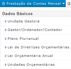 Portal e-contas: Remessa de Dados. Informes do Orçamento Anual DADOS BÁSICOS Entrada de dados PREVISÃO DE DESPESAS Arquivo.