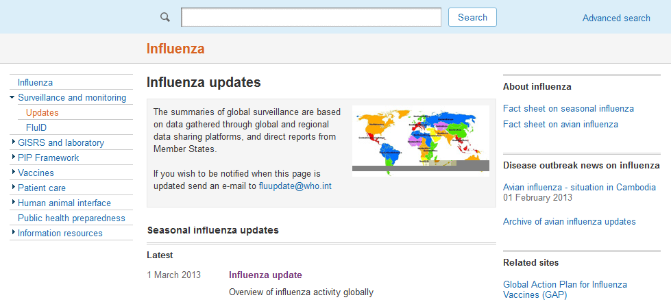 ORGANIZAÇÃO MUNDIAL DA SAÚDE INFLUENZA DADOS ATUAIS http://www.