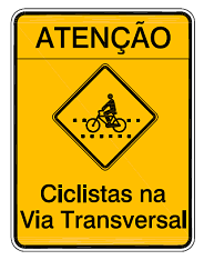Nas travessias, o espaço destinado aos ciclistas é preenchido na cor vermelha.
