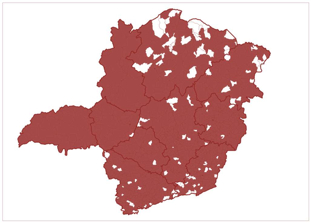 Mapa de Presença do BDMG nos municípios de Minas Gerais 744 municípios 87%