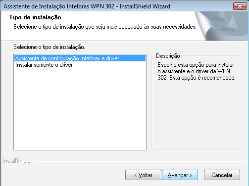 Assistente de instalação Intelbras WPN 302 3. Em seguida, será exibida uma tela com as opções do gerenciador da rede Wireless, conforme a figura a seguir.