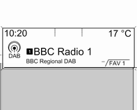 Rádio 43 As estações DAB são indicadas pelo nome do programa em vez da frequência de emissão.