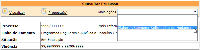 3. Alteração da Equipe do Projeto (Solicitação de Mudança) Em processos já em andamento, a Equipe do Projeto pode ser alterada através de uma Solicitação de Mudança (SM) do tipo Alteração de Membro