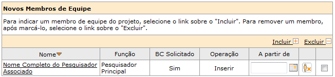 Importante: Caso a nova função do membro de equipe seja Pesquisador Principal (PP) ou Pesquisador Associado (PA), o pesquisador acessar o sistema para confirmar sua participação (ver como na seção 0