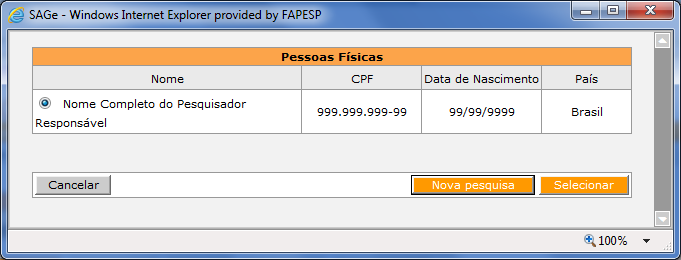 2.1. Inclusão e configuração do Pesquisador Responsável (PR) Em um processo SAGe, o Beneficiário desempenha o papel de Pesquisador Responsável na equipe.