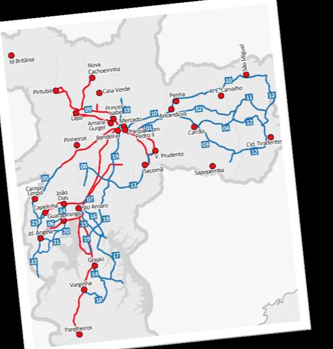 INVESTIMENTOS EM INFRAESTRUTURA Corredor Ônibus Municipal Terminal Municipal Novos Corredores Ônibus (150km) CORREDORES 01 - Leste - Radial 1: 12 km 02 - Leste - Radial 2: 05 km 03 - Leste -