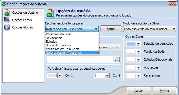 CONFIGURANDO FONTE DA REFERÊNCIA DO TEXTO NA PROJEÇÃO Clique na opção Escolher Estilo e Fonte para, selecione a opção: Referências em Tela