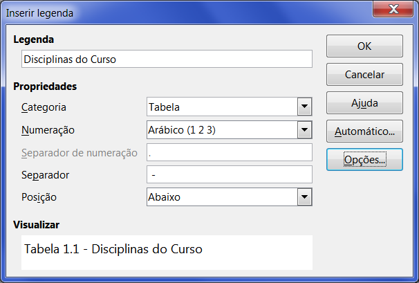 As alterações feitas no documento após a inserção do sumário não são refletidas automaticamente no sumário.