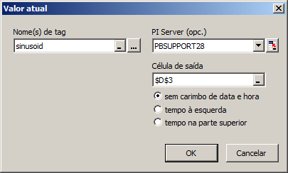 Interface do usuário Caixas de diálogo de funções O PI DataLink for Microsoft Excel XP-2003 fornece caixas de diálogo para definir funções do PI DataLink.