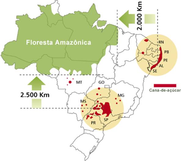 Localização do Setor Sucroalcooleiro Produção Brasileira de Etanol em 2013 - Divisão por Região - Região Centro-Oeste 25,7% Região Norte 0,9%