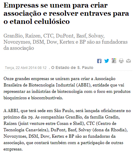 Etanol de 2ª Geração Primeiro passo foi dado; Associação irá defender o marco regulatório desse setor no Brasil e discutir políticas de incentivos às indústrias; Ainda, há de se combater demais