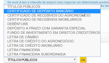 Depois selecione Renda Fixa: Após, clique em Novos Termos / Termo