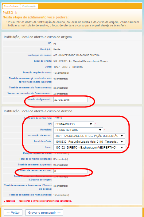 Na próxima página inclua as informações sobre a Data de Desligamento (normalmente utiliza-se os meses de junho ou dezembro),