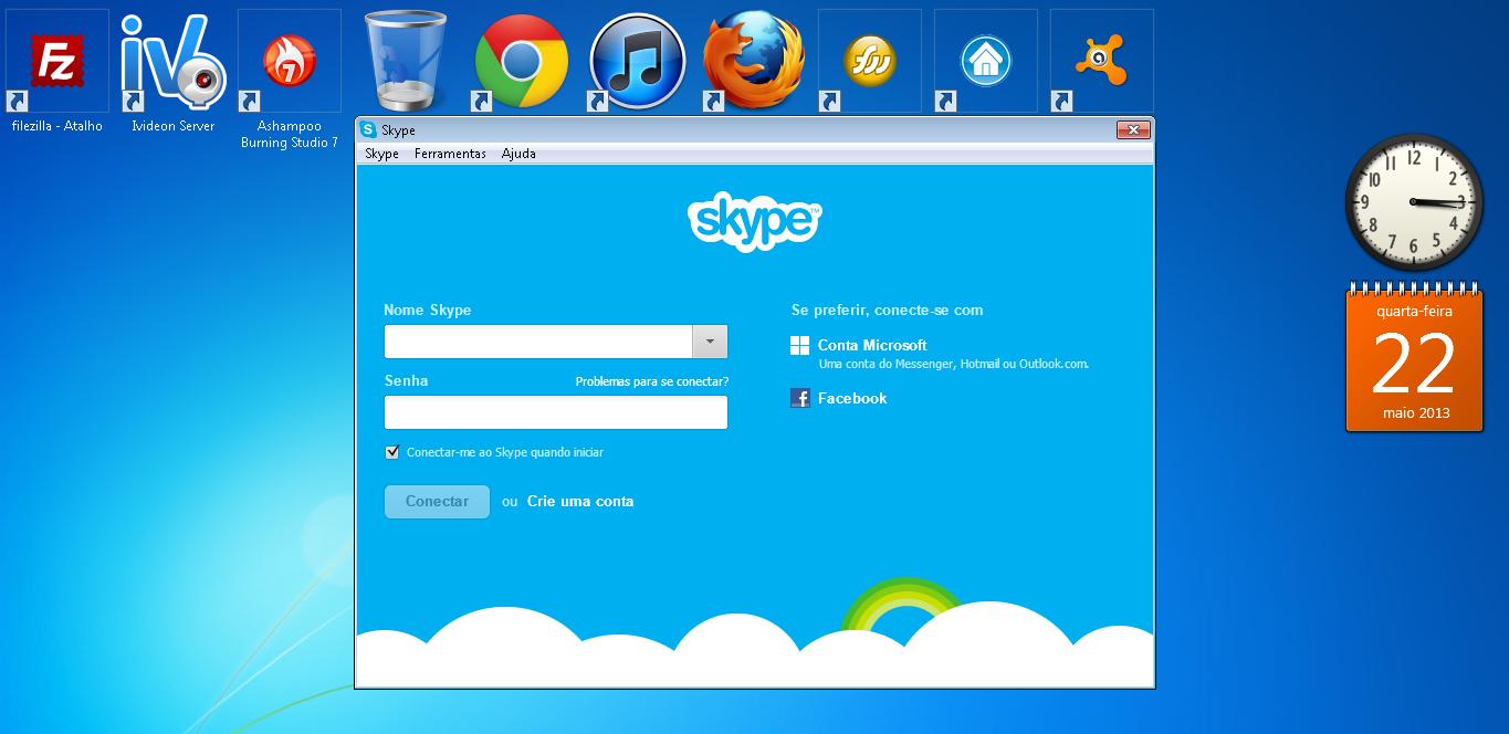 Caso você não tenha um cadastro skype, você poderá acessar o skype