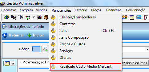 Nos códigos de operação incluir as contas contábeis para Valor Contábil e Estoque.